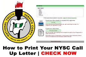 how to check and print nysc call up letter