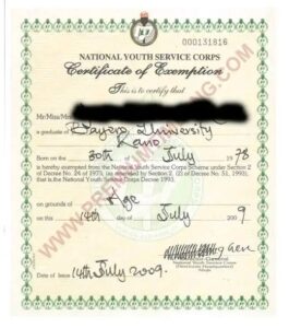 Certificate of nysc exemption letter 